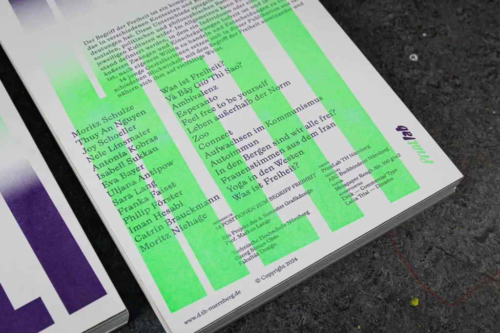 Grafikmagazin Freiheit Studierendenarbeit von der Technischen Hochschule Nürnberg